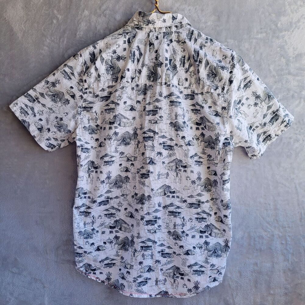 Volcom White Cairo Print Button Down Shirt Size M… - image 2